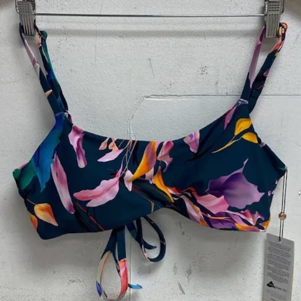 NWT Calia Tie Back Bikini Too in Aqua Floral Size M - Picture 2 of 3